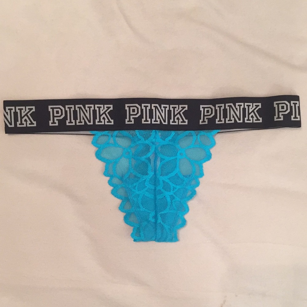NWOT VS PINK Logo Band Lace Thong